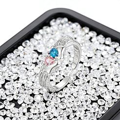 Brass Pave Cubic Zirconia Cuff Open Rings&nbsp;WGBC26E-01