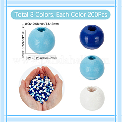 600Pcs 3 Colors Natural Wood Beads&nbsp;WOOD-SC0002-41B