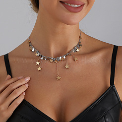 Alloy Star Coin Tassel Choker Necklaces for Women&nbsp;WGB030C-01