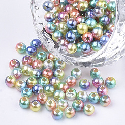 Rainbow ABS Plastic Imitation Pearl Beads&nbsp;OACR-Q174-6mm-M
