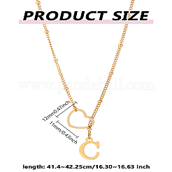 1Pc Letter & Heart Stainless Steel Lariat Necklaces for Women&nbsp;NJEW-LP0002-87G-C