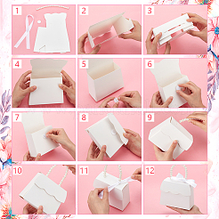 Trapezoid Paper Gift Box with Plastic Imitation Pearl Handles&nbsp;CON-WH0092-65A