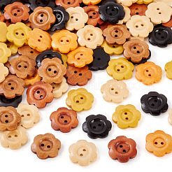 120Pcs 6 Colors 2-Hole Wood Flower Buttons&nbsp;BUTT-TA0001-40C