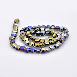 Full Multi-color Plated Glass Faceted Flat Round Beads Strands&nbsp;EGLA-A033-6mm-FP05