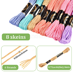 8 Skeins 8 Colors Polyester Sewing Thread&nbsp;OCOR-WH20074-09B