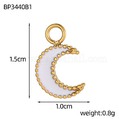 Moon Charms 304 Stainless Steel Enamel Pendants&nbsp;STAS-OY004-08G