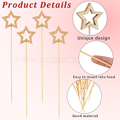 100Pcs Star Bamboo Cake Toppers with  Stick&nbsp;AJEW-CN0005-61