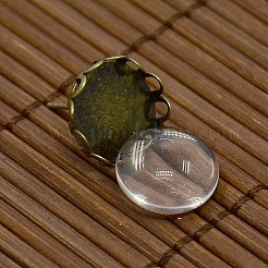 12x5~6mm Dome Transparent Glass Cabochons and Antique Bronze Brass Ear Stud Findings for DIY Stud Earrings&nbsp;DIY-X0180-AB-NF