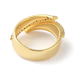 Rack Plating Brass Micro Pave Cubic Zirconia Open Cuff Rings&nbsp;RJEW-M158-05G