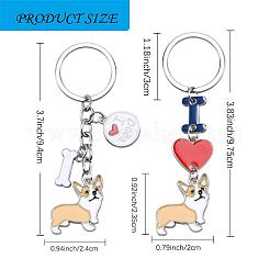 WEWAYSMILE 2 pcs Dog Keychain Car Keychain Pet Pendant Key-Ring Lovely Dog Key-ring Portable Metal Keychain Gift for Pet Lover Birthday Puppy Theme Party Supplies (Yellow Corgi)&nbsp;JX789A