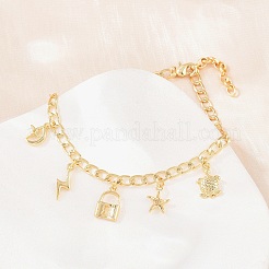 Brass Charm Bracelets&nbsp;BJEW-F545-01C-G