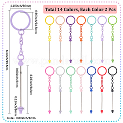 28Pcs 14 Colors Alloy & Plastic Bar Pendant Keychains&nbsp;FIND-SC0017-22