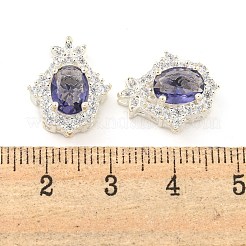 Rack Plating Brass Pave Mauve Cubic Zirconia Hamsa Hand Multi-Strand Links&nbsp;KK-F089-18S