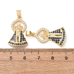 Brass Micro Pave Blue Cubic Zirconia Pendants&nbsp;CU-H002-03G