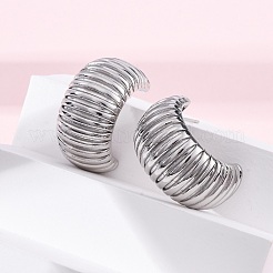 Brass Stripe C-Shaped Stud Earrings&nbsp;EJEW-R025-35P