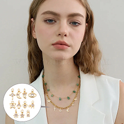 22Pcs 11 Styles Brass Micro Pave Clear Cubic Zirconia Charms&nbsp;FIND-GA0004-46
