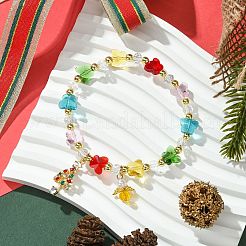 Transparent Glass Butterfly & Imitation Pearl Beaded Stretch Bracelets&nbsp;BJEW-JB10727