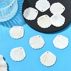 10Pcs Carved Natural Freshwater Shell Pendants&nbsp;SHEL-YW0001-15