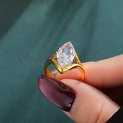 Adjustable Brass Pave Clear Cubic Zirconia Finger Rings&nbsp;WGA0EFE-01