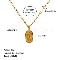 304 Stainless Steel Zodiac Constellation Pendant Paperclip Chain Necklaces&nbsp;ZP0058-1
