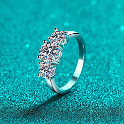 Rhodium Plated 925 Sterling Silver Pave 7A Cubic Zirconia Finger Rings&nbsp;WG3C802-25