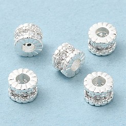 Rack Plating Brass Micro Pave Cubic Zirconia Beads&nbsp;KK-A186-03A-S