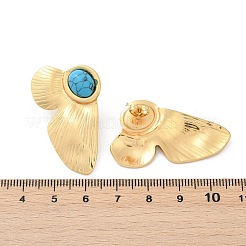 Flower 304 Stainless Steel Synthetic Turquoise Stud Earrings for Women&nbsp;EJEW-U046-16G