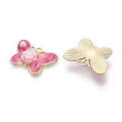 Rack Plating Alloy Enamel and ABS Imitation Pearl and Acrylic Pendants&nbsp;ENAM-T091-64B