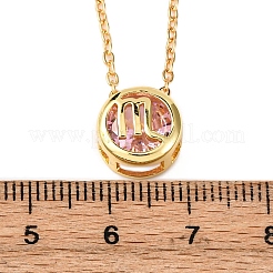 Brass Pave Cubic Zirconia Birth Stone Constellation Pendant Cable Chain Necklaces&nbsp;LS-NJEW-D334-01G-08