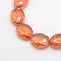 Faceted Electroplate Crystal Glass Oval Beads Strands&nbsp;EGLA-F058-M
