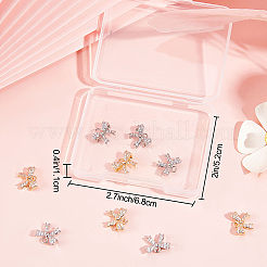 12Pcs 2 Colors Rack Plating Brass Micro Pave Cubic Zirconia Charms&nbsp;ZIRC-BBC0001-30