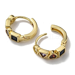 Rack Plating Brass Triangle Hoop Earrings with Cubic Zirconia&nbsp;EJEW-D063-06G