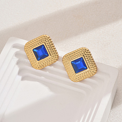 201 Stainless Steel Glass Stud Earrings&nbsp;XG9107-4