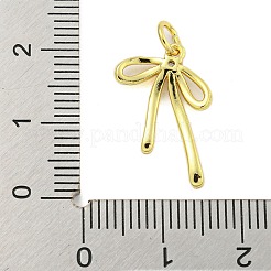 Bowknot Rack Plating Brass Micro Pave Clear Cubic Zirconia Pendants&nbsp;KK-U021-10G-01
