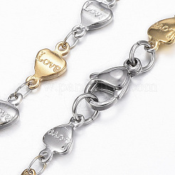304 Stainless Steel Heart Link Chain Jewelry Sets&nbsp;SJEW-H103-02GP