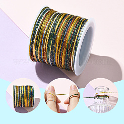 3 Rolls 3 Colors Segment Dyed Nylon Braided Cord with Gold Thread&nbsp;WCOR-SC0001-01