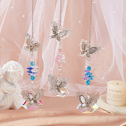 3Pcs 3 Colors Butterfly Glass Pendant Decoration&nbsp;HJEW-SP00010