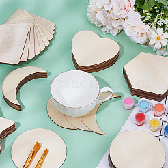 60Pcs 6 Styles Unfinished Wood Decoration&nbsp;DIY-PH0029-44