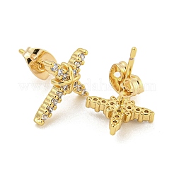 Brass Micro Pave Cubic Zirconia Ear Studs&nbsp;EJEW-P261-25B-G
