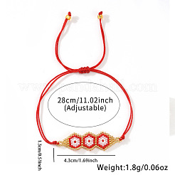 Hexagon Pattern Glass Seed Beads Adjustable Link Bracelet for Women&nbsp;RW9245-1