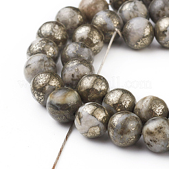 Natural Pyrite Beads Strands&nbsp;G-G839-01-8mm