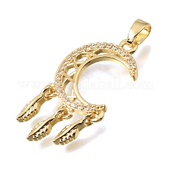 Brass Micro Pave Clear Cubic Zirconia Pendants&nbsp;KK-C263-26A-G