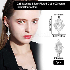 8Pcs Brass Clear Cubic Zirconia Rhombus Links Connector Charms&nbsp;ZIRC-BBC0003-73