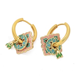 Brass Rhombus Hoop Earrings&nbsp;EJEW-R016-13G-01