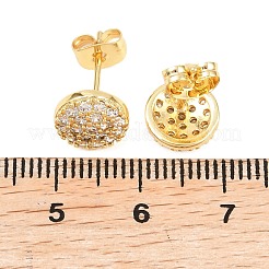 Brass Micro Pave Clear Cubic Zirconia Stud Earrings&nbsp;EJEW-F405-06G