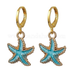 Starfish Enamel Leverback Earrings & Pendant Necklaces Sets&nbsp;SJEW-JS01297