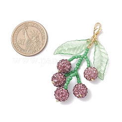 Glass Seed Beaded & Polymer Clay Rhinestone Fruit Pendant Decorations&nbsp;HJEW-TA00385-04