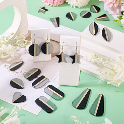 24Pcs 12 Styles Transparent Resin & Natural Wood Pendants&nbsp;RESI-TA0004-63