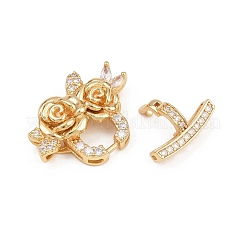 Brass Micro Pave Clear Cubic Zirconia Fold Over Clasps&nbsp;KK-C075-39G