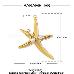 304 Stainless Steel Rhinestone Pendants&nbsp;STAS-OY019-41G